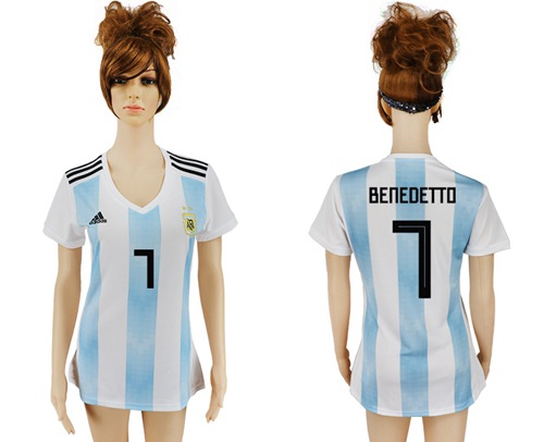Women's Argentina #7 Benedetto Home Soccer Country Jersey